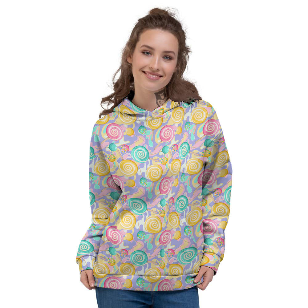 Lollipop Swirl Colorful Print Pattern Women's Hoodie-grizzshop