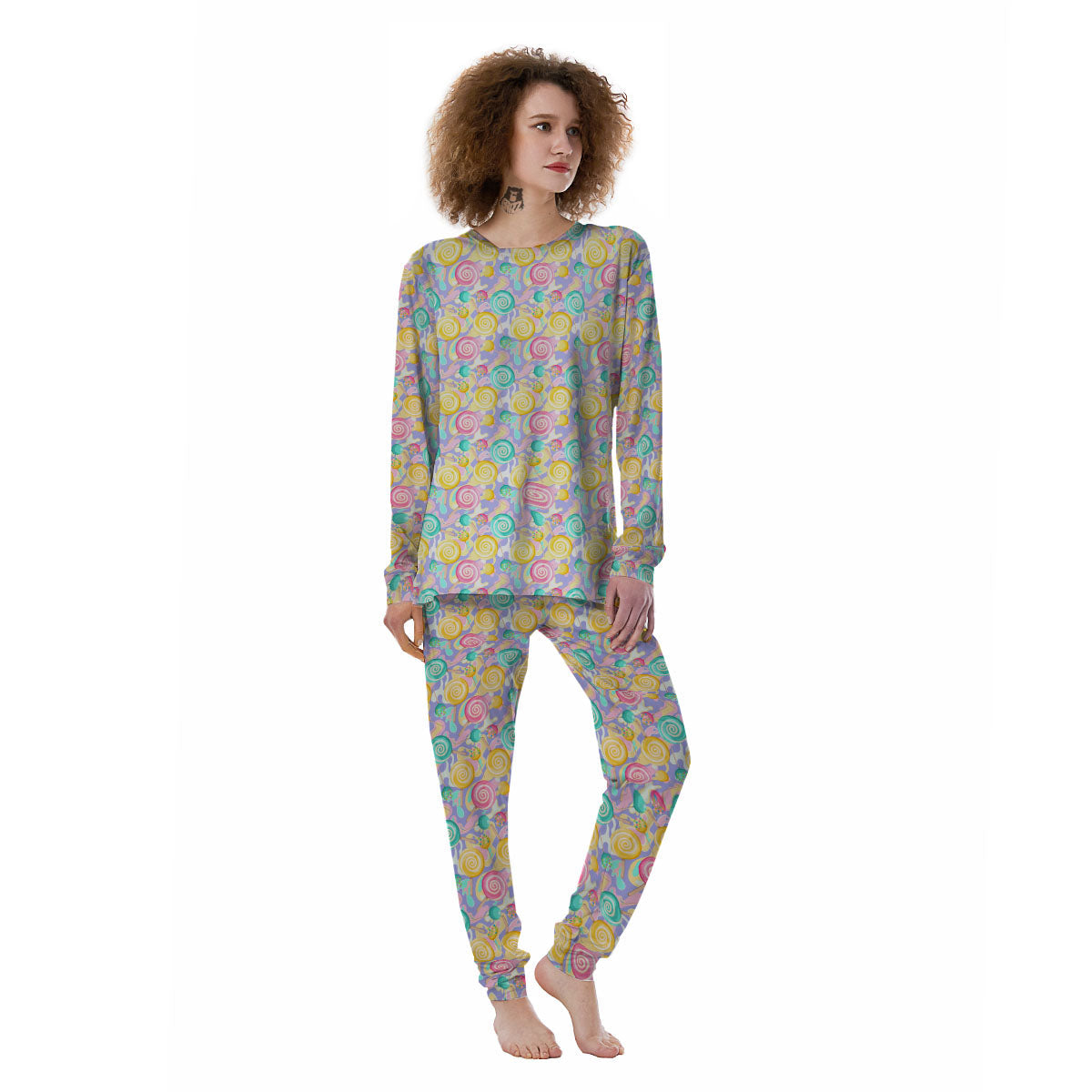 Lollipop Swirl Colorful Print Pattern Women's Pajamas-grizzshop