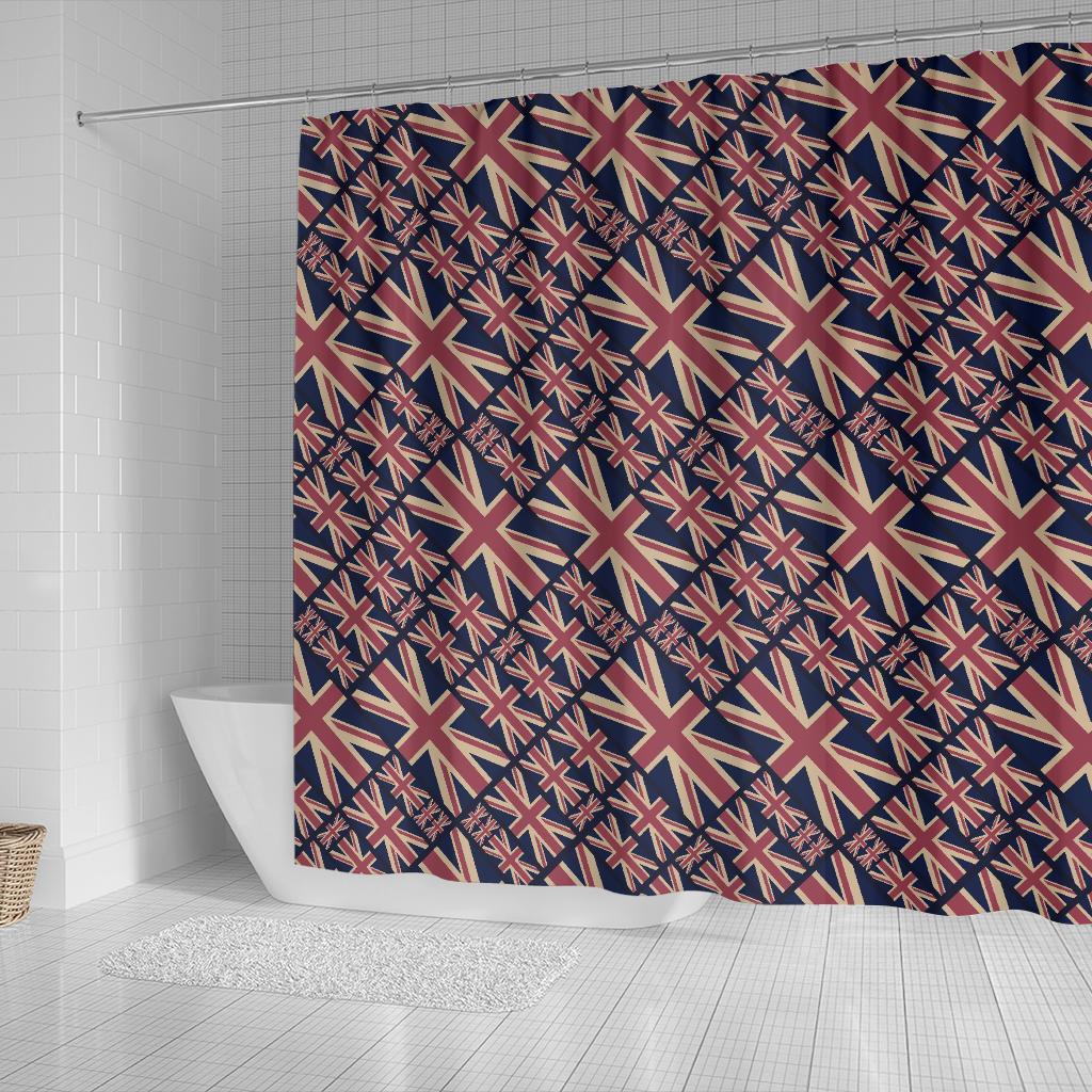 London British Flag Pattern Print Bathroom Shower Curtain-grizzshop