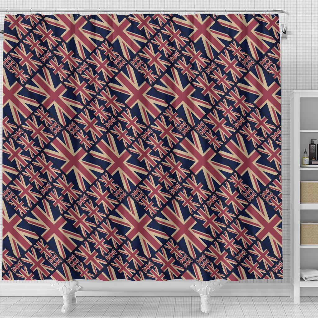 London British Flag Pattern Print Bathroom Shower Curtain-grizzshop