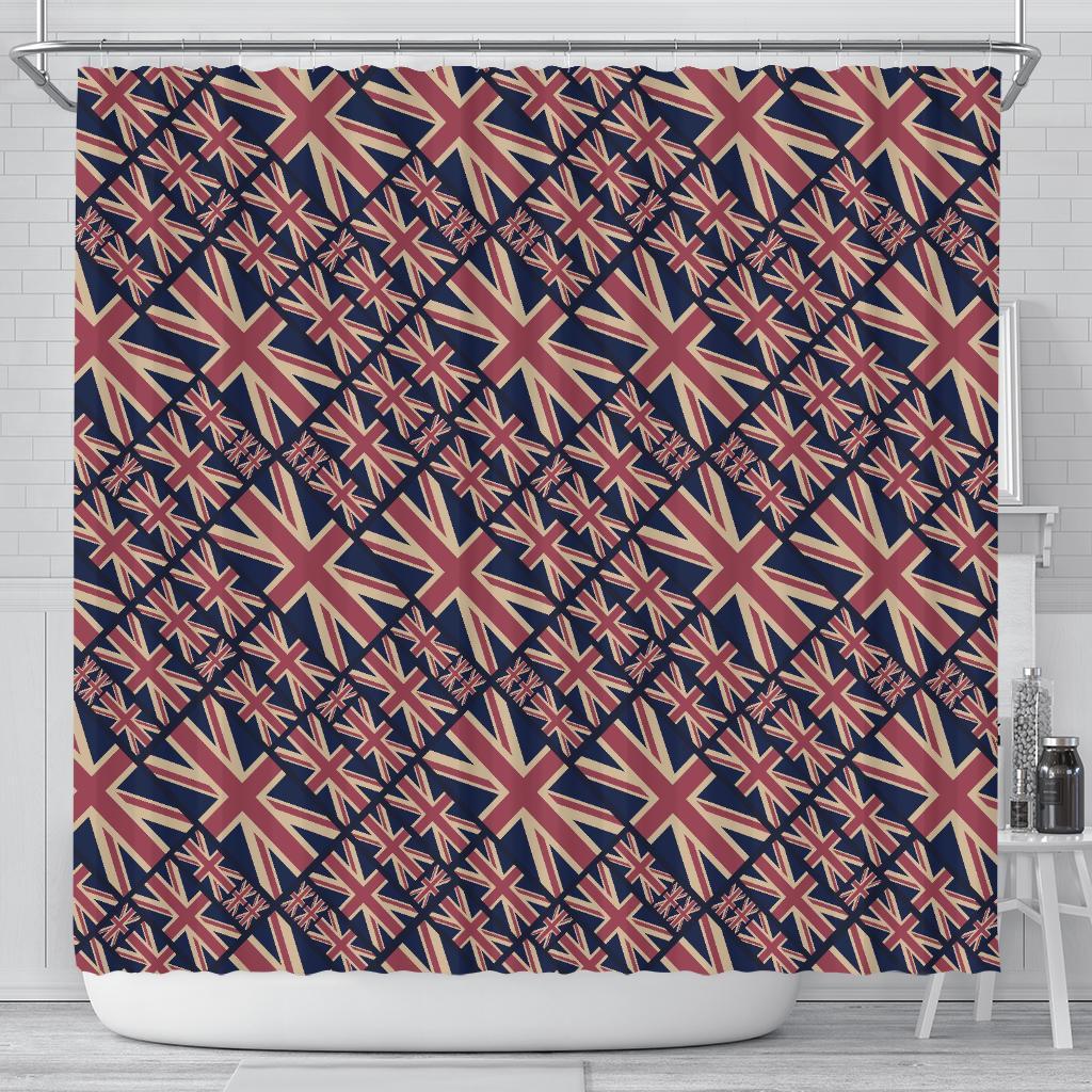 London British Flag Pattern Print Bathroom Shower Curtain-grizzshop