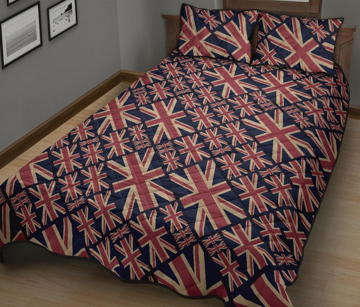 London British Flag Pattern Print Bed Set Quilt-grizzshop