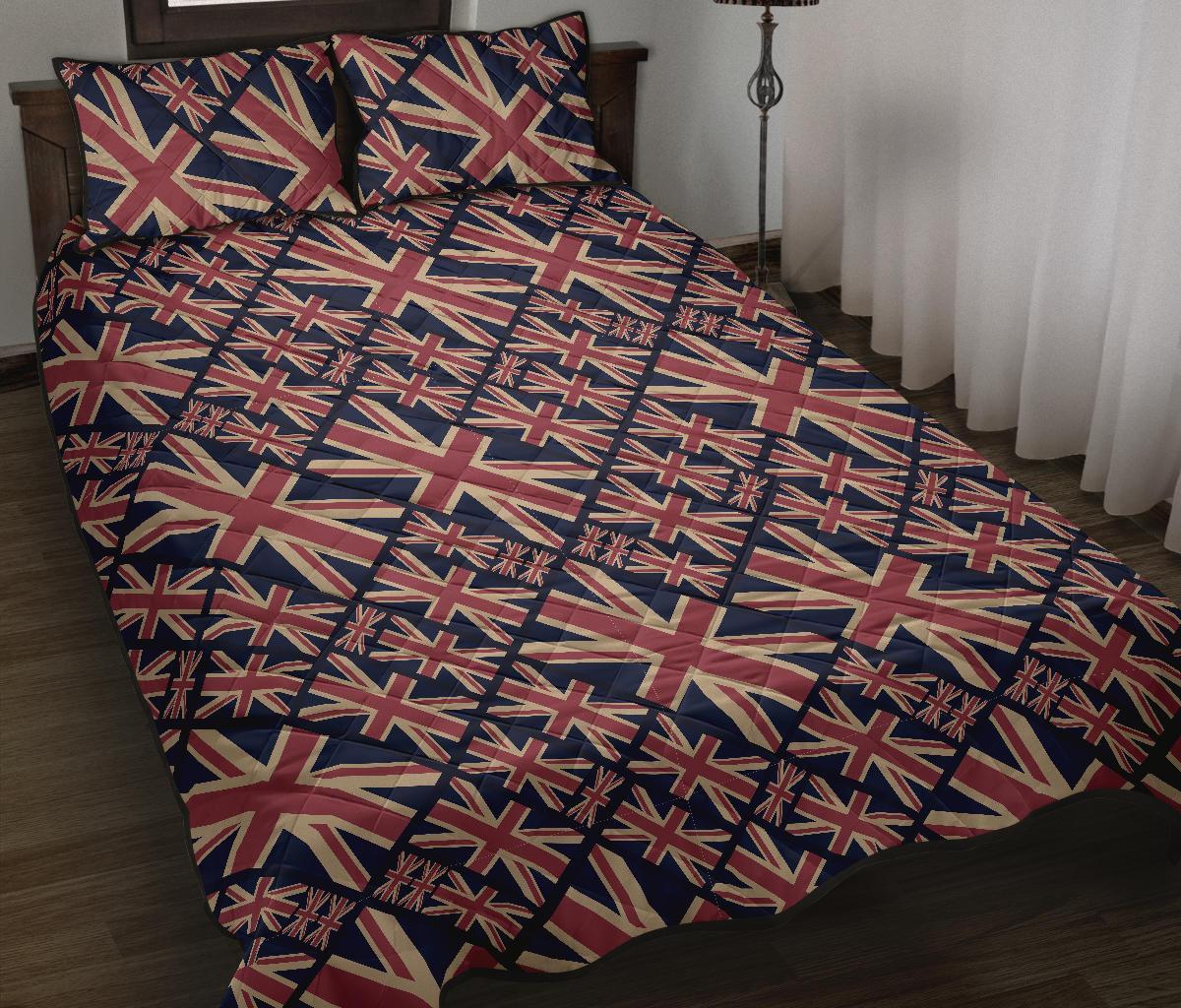 London British Flag Pattern Print Bed Set Quilt-grizzshop