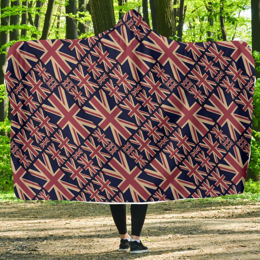 London British Flag Pattern Print Hooded Blanket-grizzshop