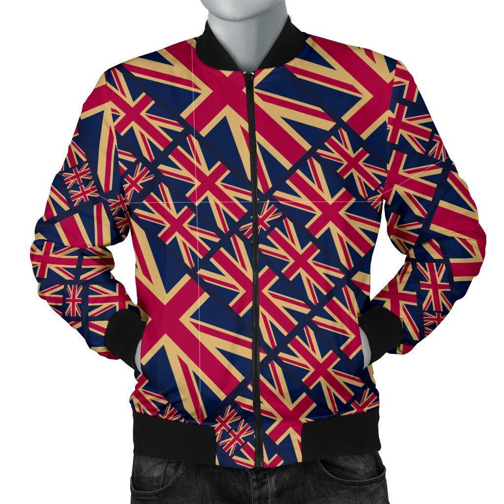 London British Flag Pattern Print Men's Bomber Jacket-grizzshop