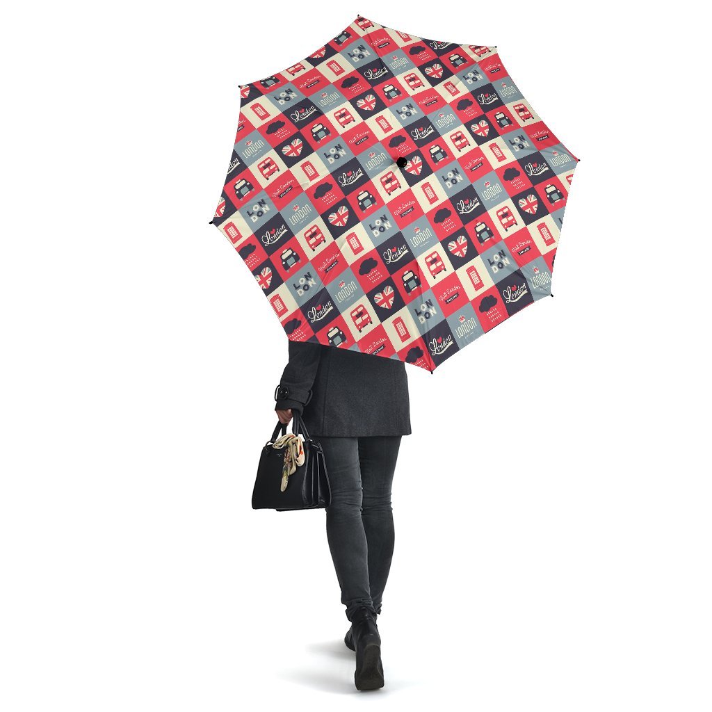 London Lover Pattern Print Automatic Foldable Umbrella-grizzshop