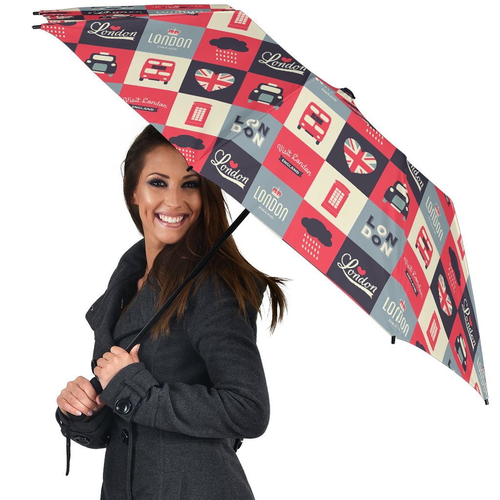 London Lover Pattern Print Automatic Foldable Umbrella-grizzshop