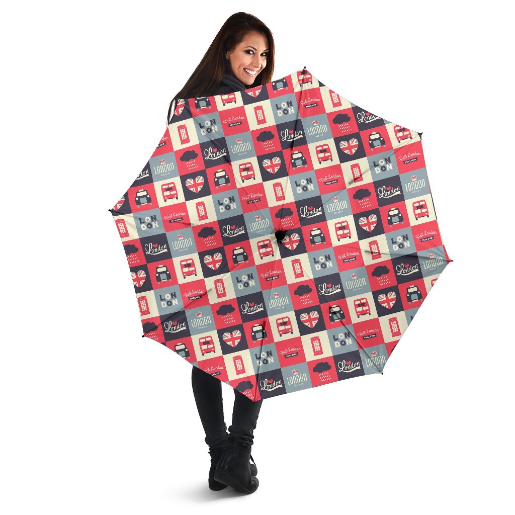 London Lover Pattern Print Automatic Foldable Umbrella-grizzshop