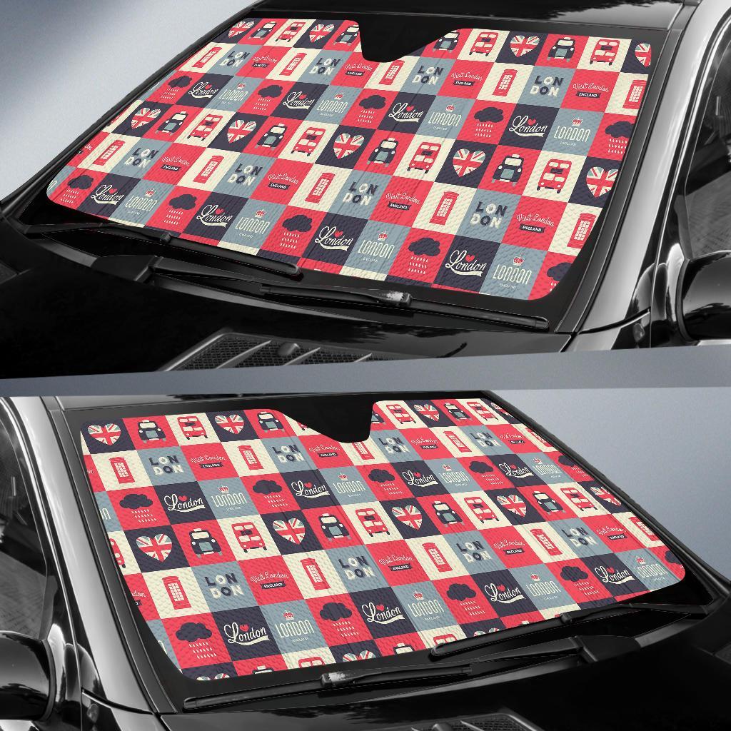 London Lover Pattern Print Car Sun Shade-grizzshop
