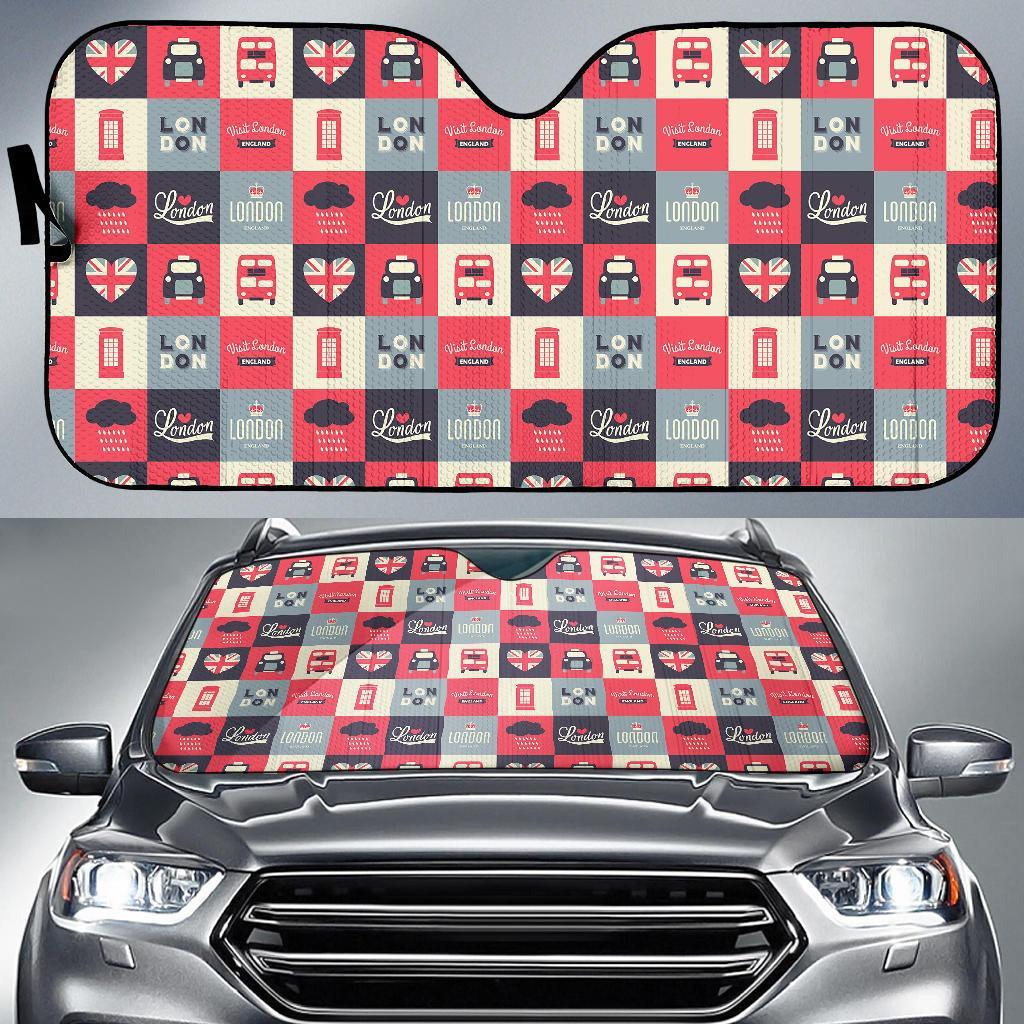 London Lover Pattern Print Car Sun Shade-grizzshop
