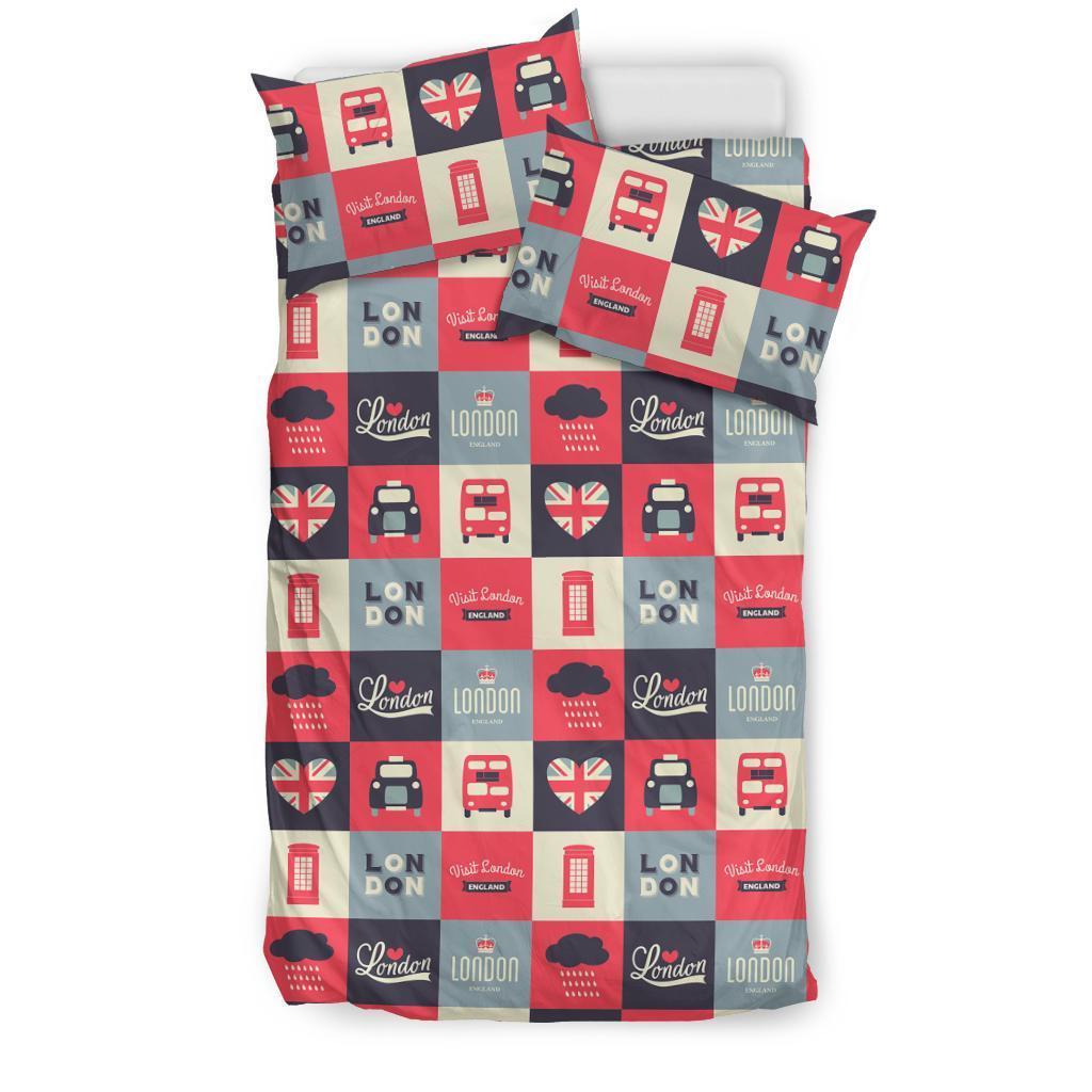 London Lover Pattern Print Duvet Cover Bedding Set-grizzshop