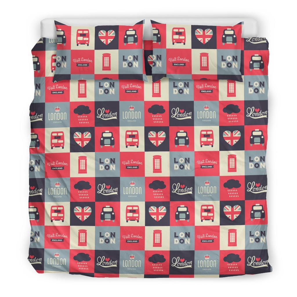 London Lover Pattern Print Duvet Cover Bedding Set-grizzshop