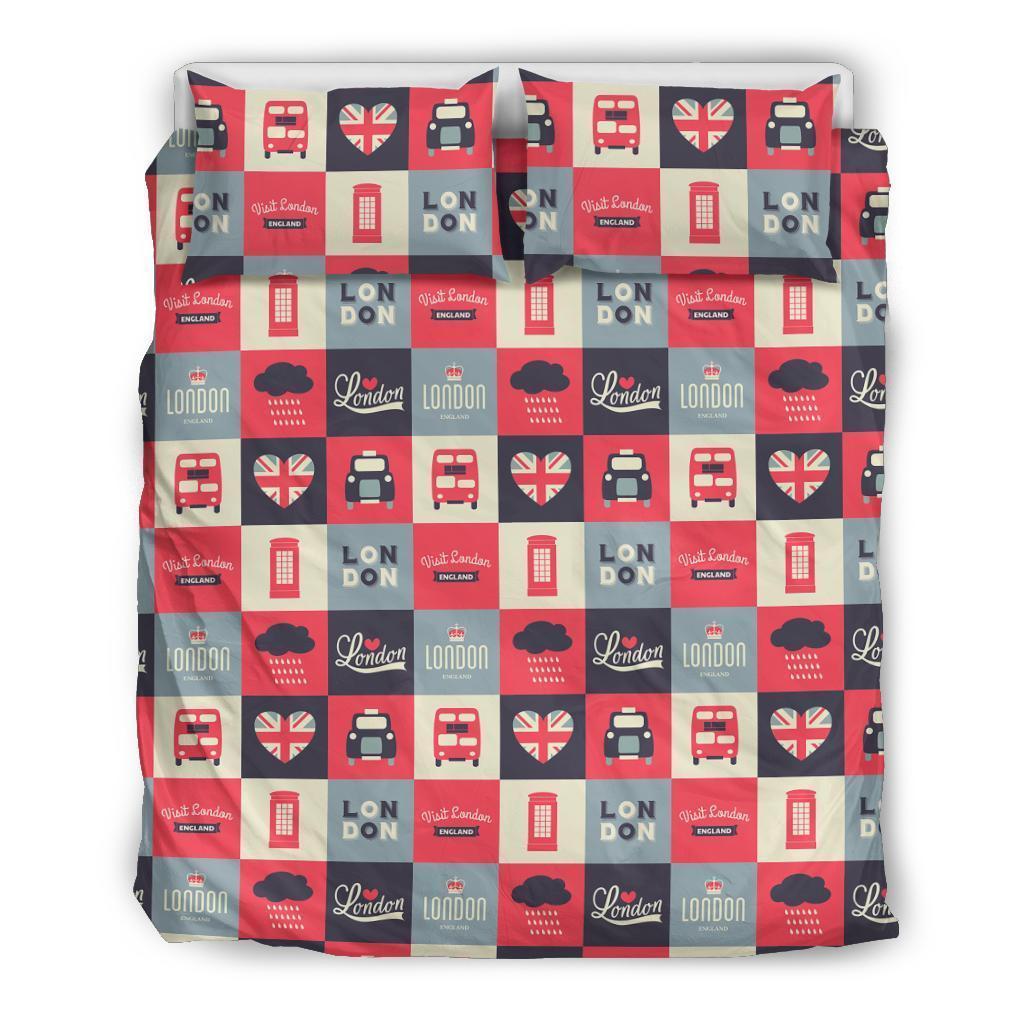 London Lover Pattern Print Duvet Cover Bedding Set-grizzshop