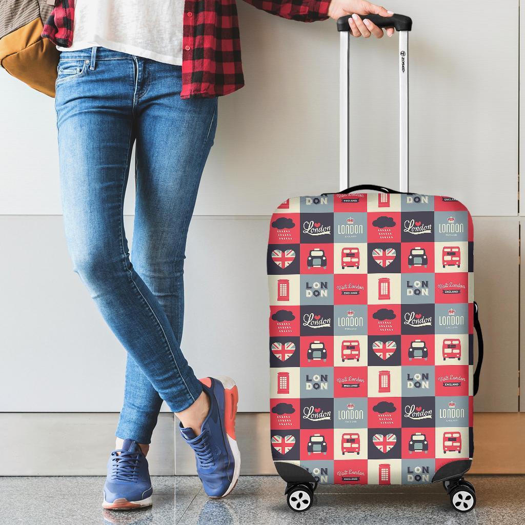 London Lover Pattern Print Luggage Cover Protector-grizzshop