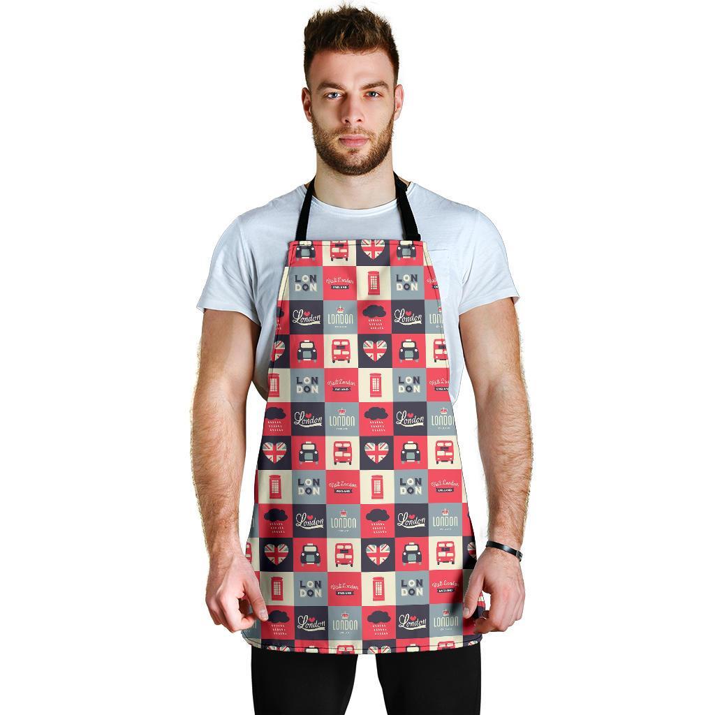 London Lover Pattern Print Men's Apron-grizzshop