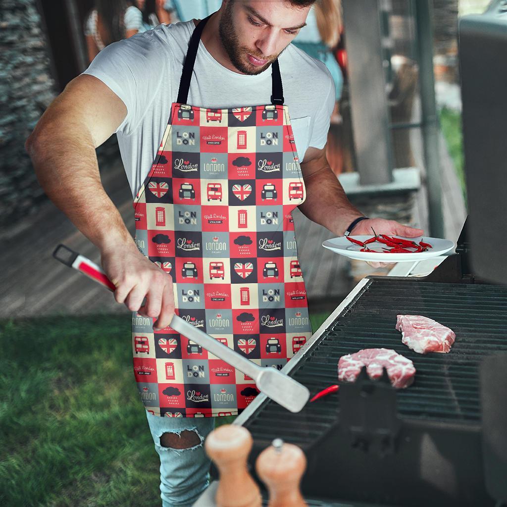 London Lover Pattern Print Men's Apron-grizzshop