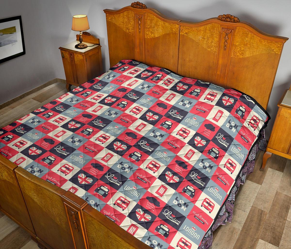 London Lover Pattern Print Quilt-grizzshop