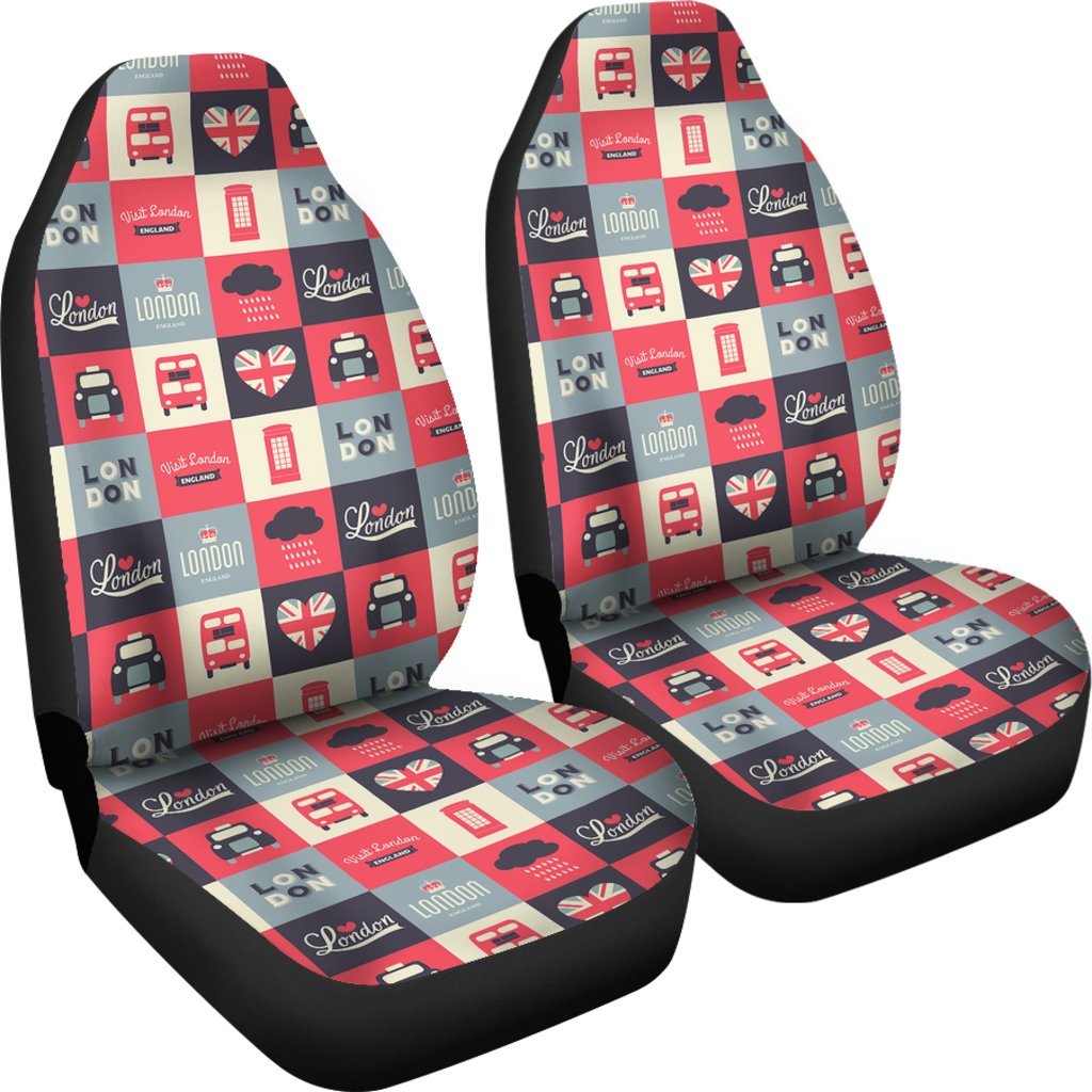 London Lover Pattern Print Universal Fit Car Seat Covers-grizzshop