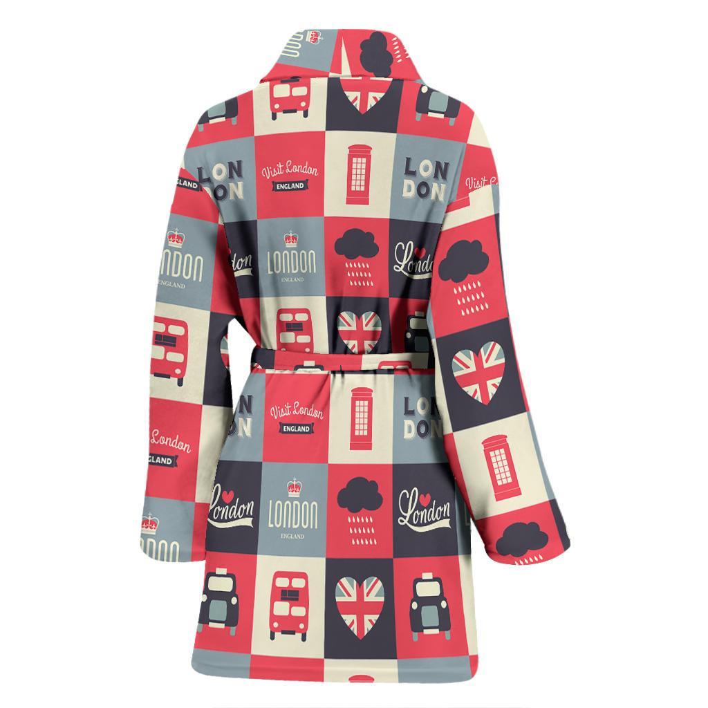 London Lover Pattern Print Women Long Robe-grizzshop