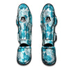 Lotus Blue And White Flower Print Pattern Muay Thai Shin Guards-grizzshop