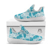 Lotus Blue And White Flower Print Pattern White Athletic Shoes-grizzshop