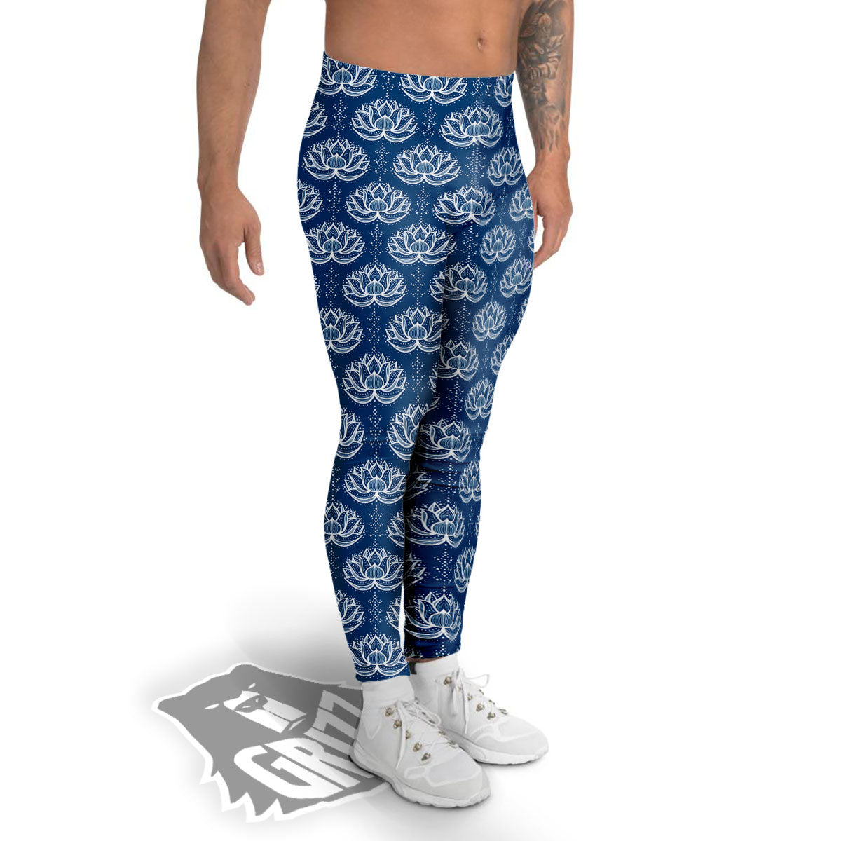 Lotus Boho Indian Print Pattern Men's Leggings-grizzshop