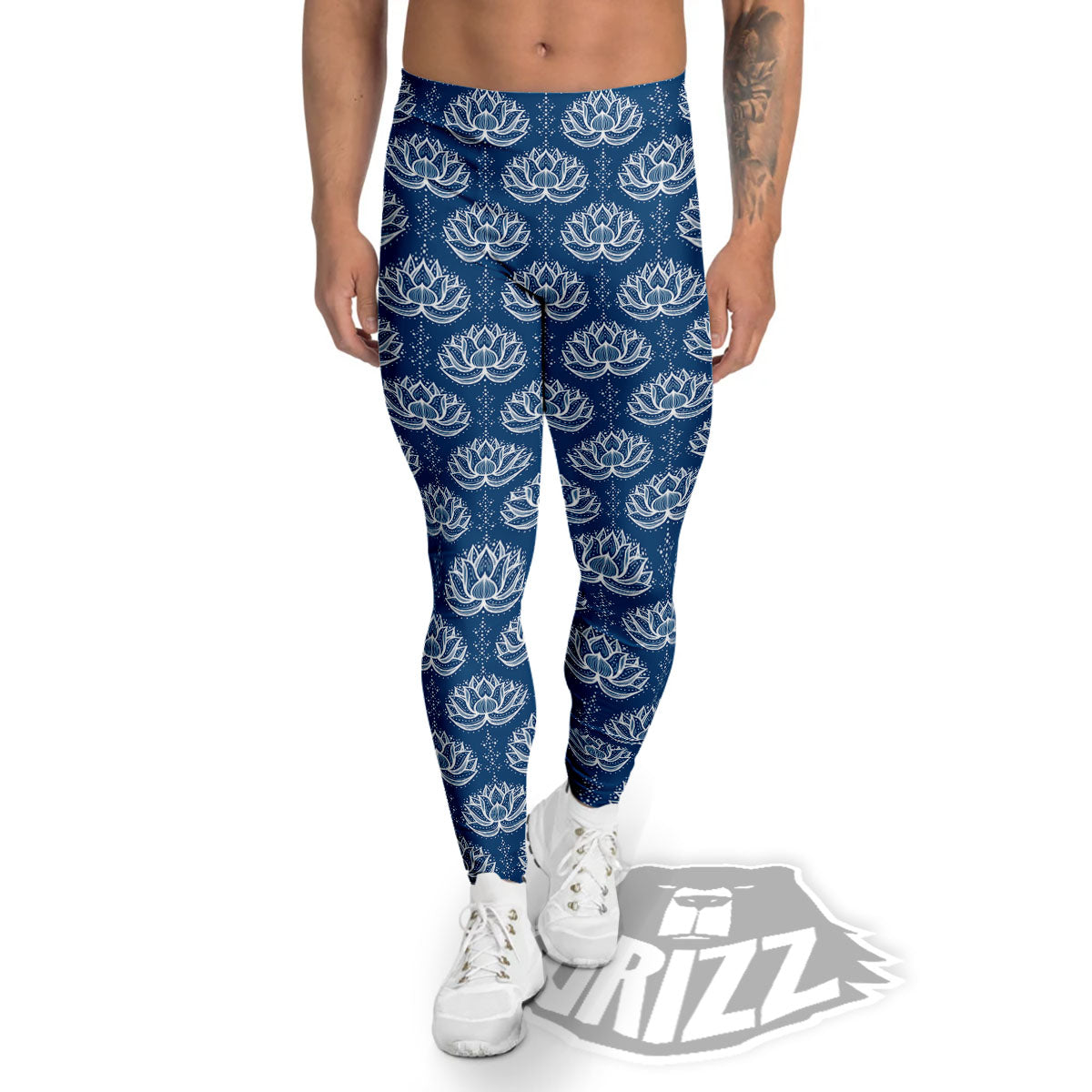 Lotus Boho Indian Print Pattern Men's Leggings-grizzshop