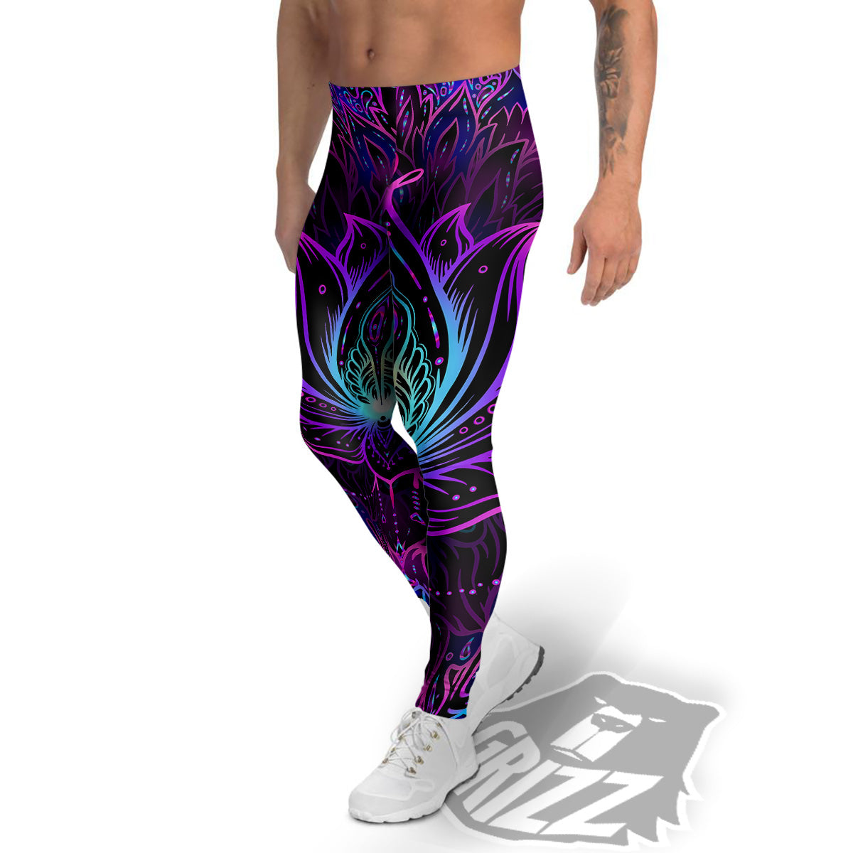 Lotus Boho Spiritual Print Men's Leggings-grizzshop