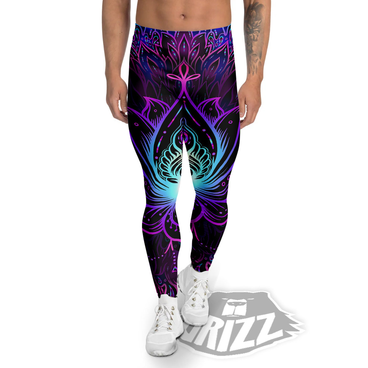 Lotus Boho Spiritual Print Men's Leggings-grizzshop