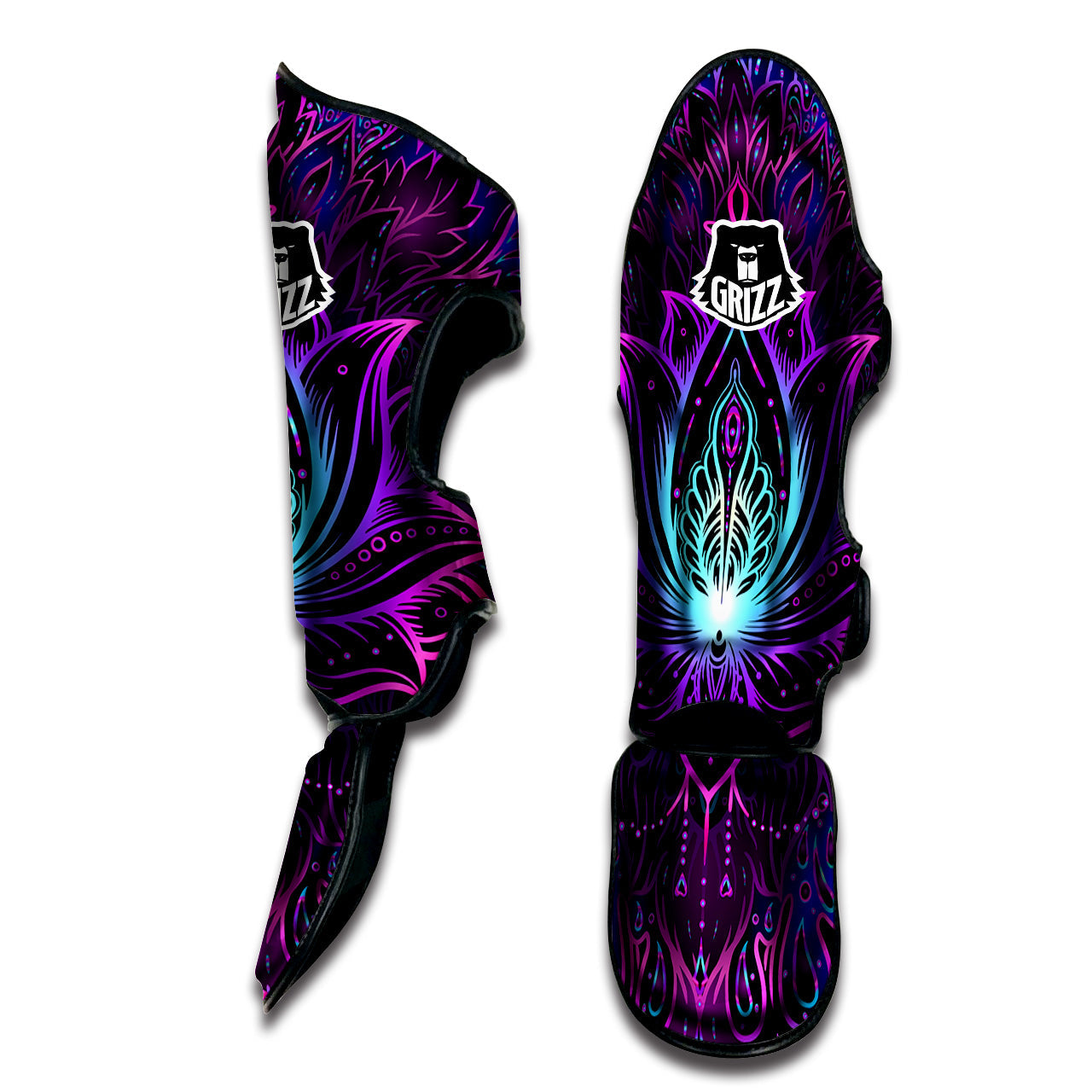 Lotus Boho Spiritual Print Muay Thai Shin Guards-grizzshop