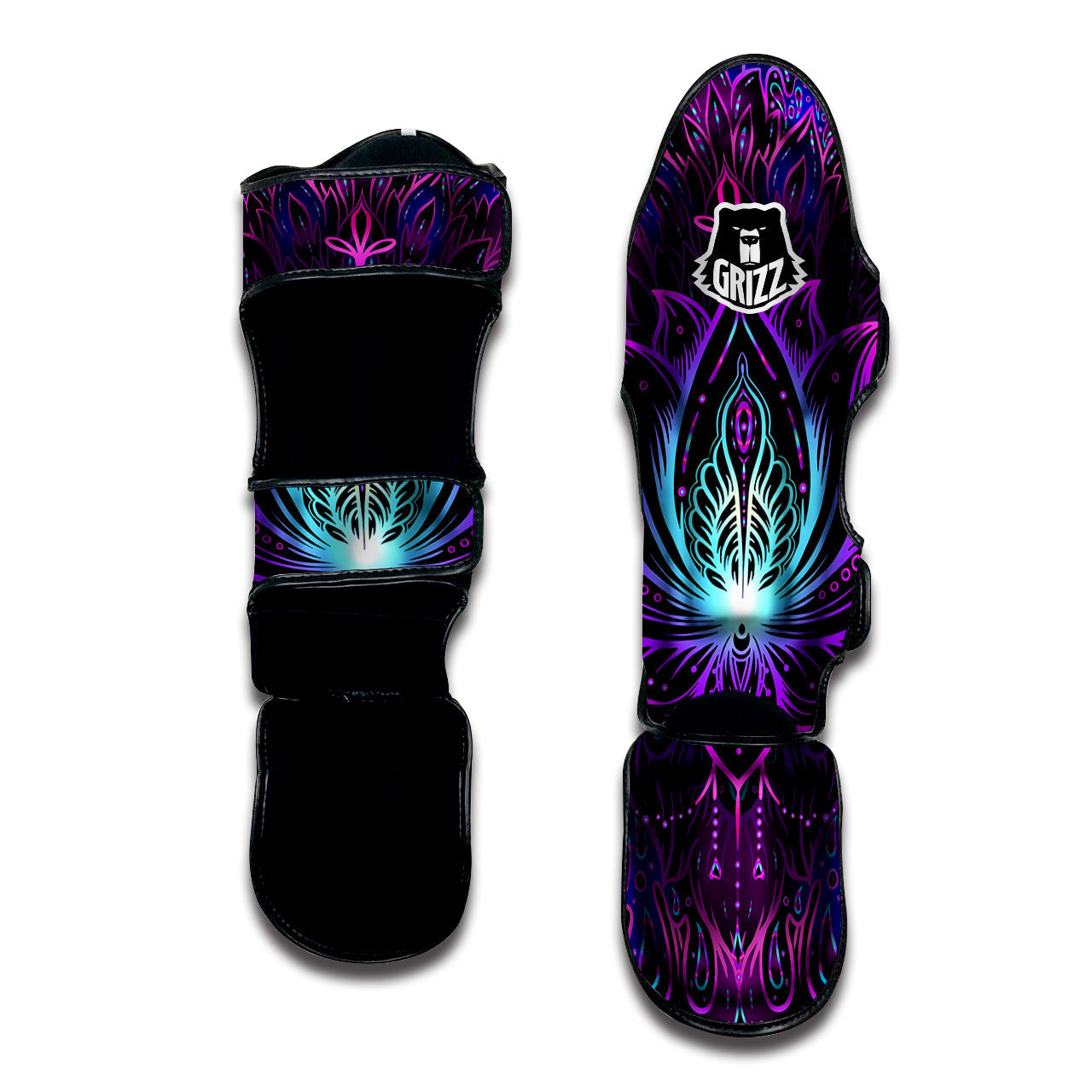 Lotus Boho Spiritual Print Muay Thai Shin Guards-grizzshop