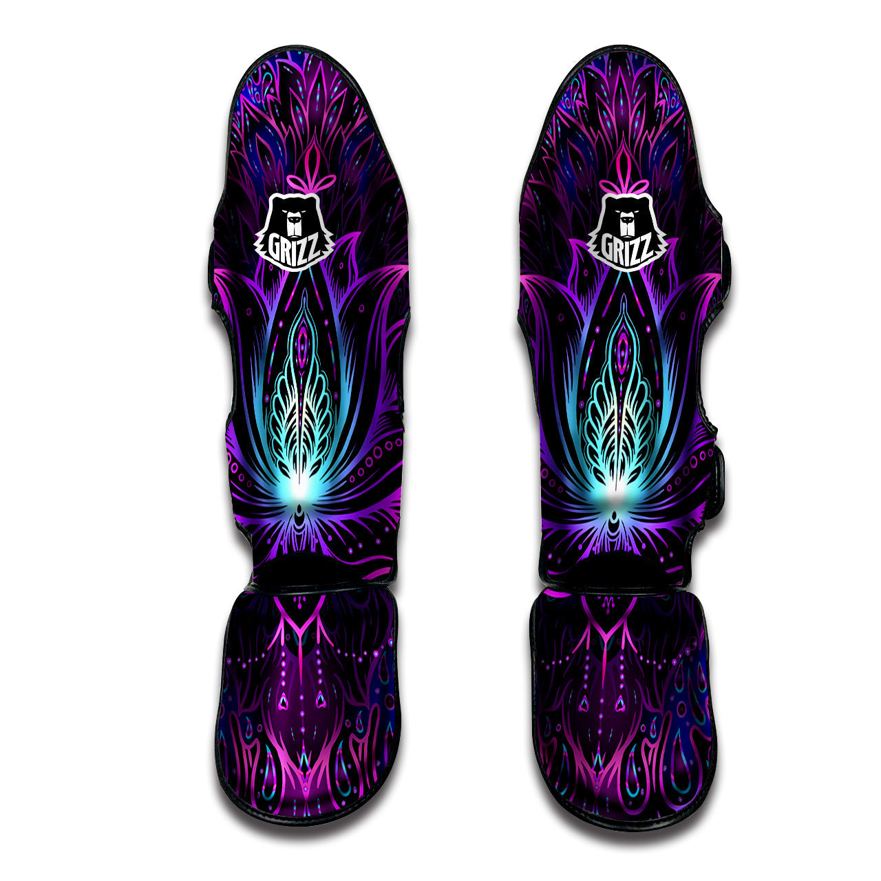 Lotus Boho Spiritual Print Muay Thai Shin Guards-grizzshop