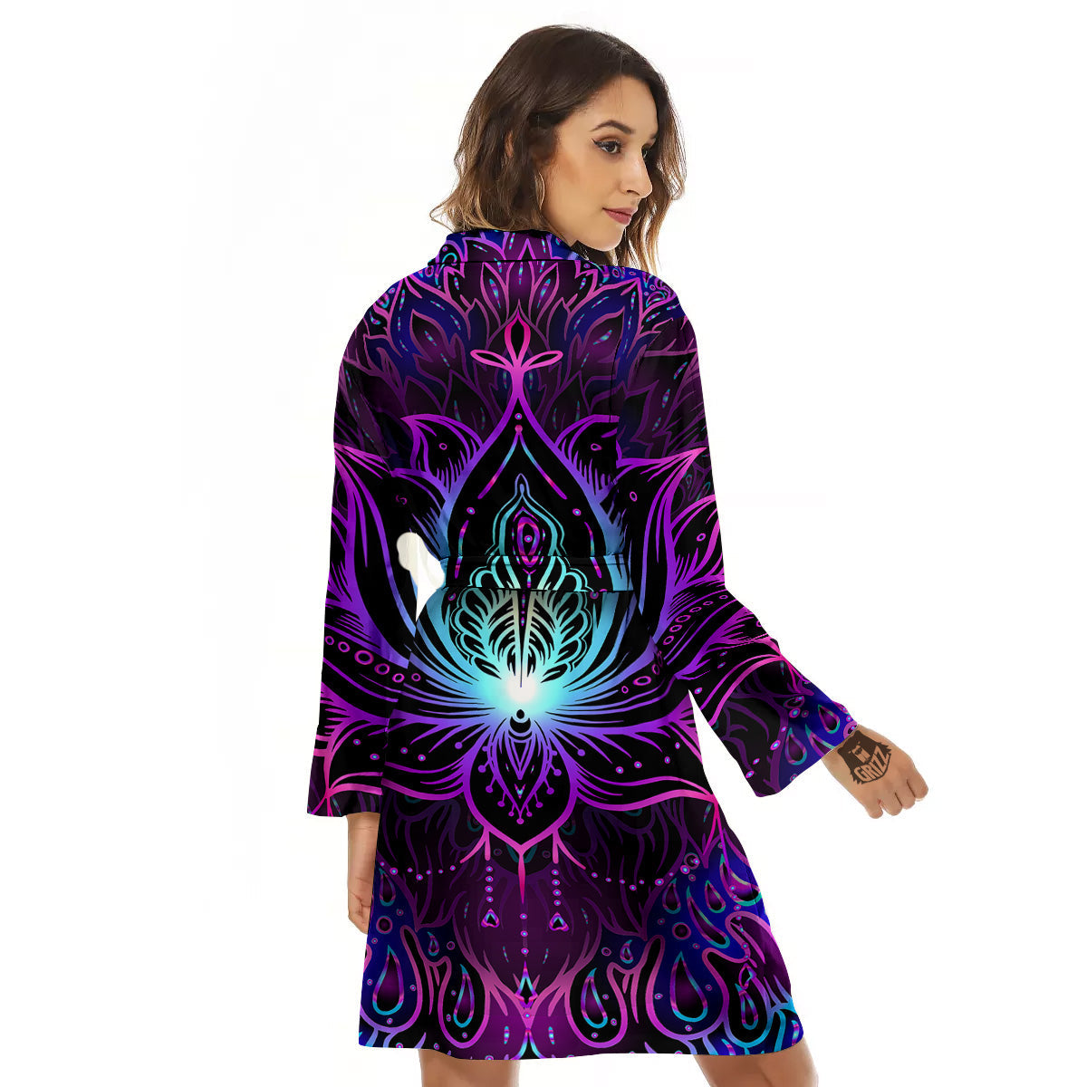 Lotus Boho Spiritual Print Women's Robe-grizzshop