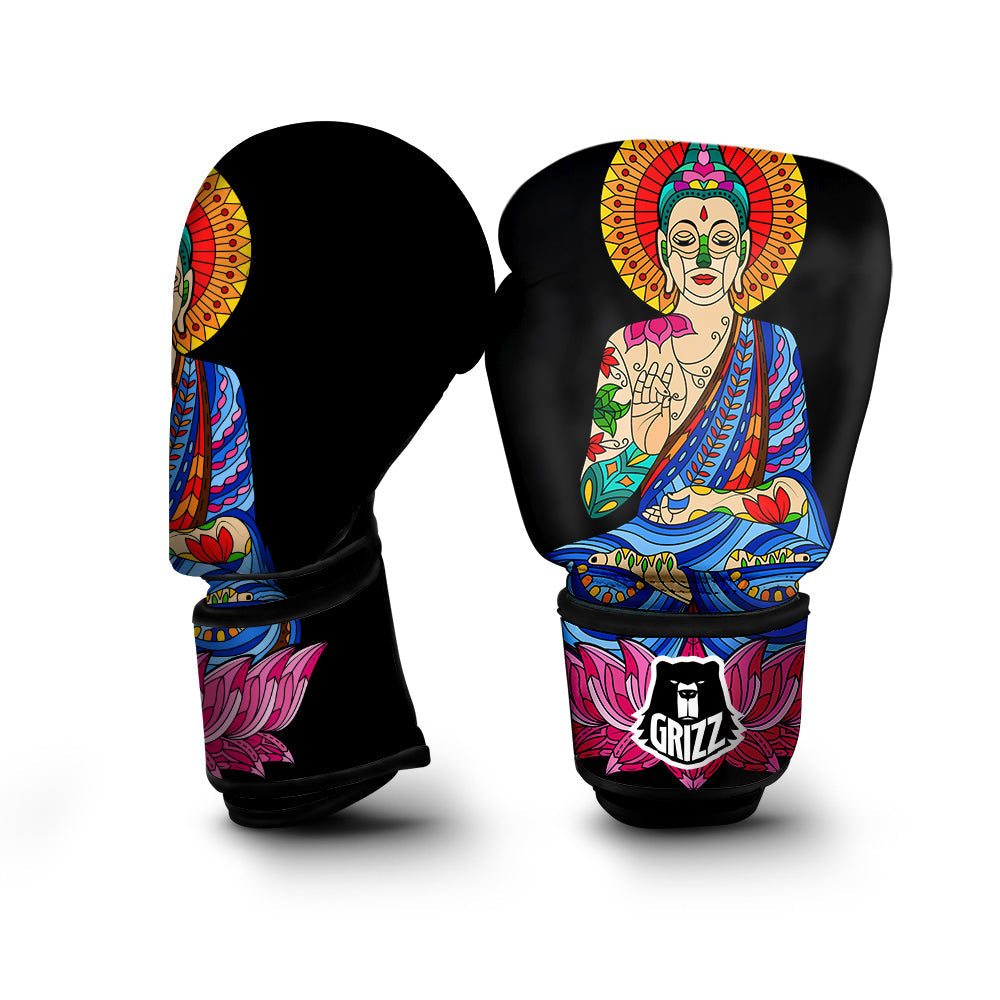 Lotus Buddha Colorful Print Boxing Gloves-grizzshop