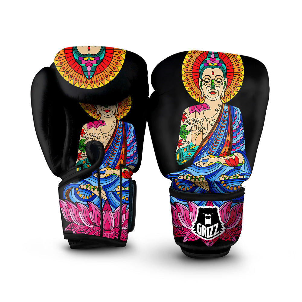 Lotus Buddha Colorful Print Boxing Gloves-grizzshop
