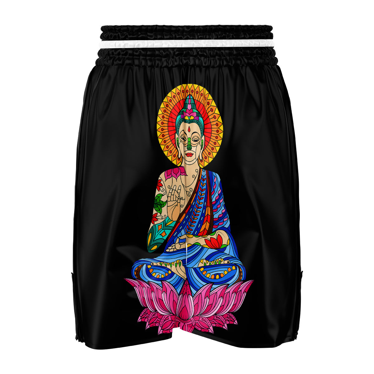 Lotus Buddha Colorful Print Boxing Shorts-grizzshop