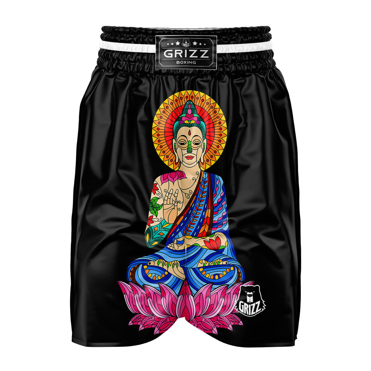 Lotus Buddha Colorful Print Boxing Shorts-grizzshop