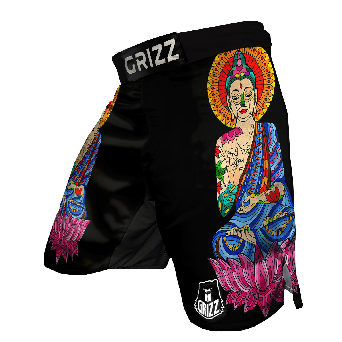 Lotus Buddha Colorful Print MMA Shorts-grizzshop