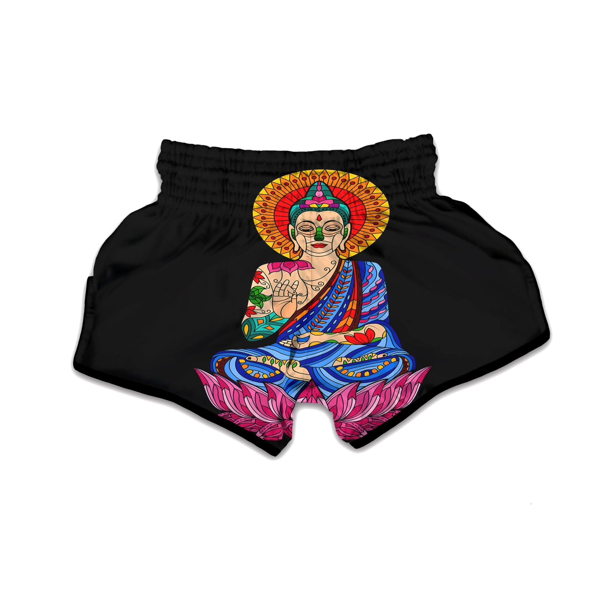 Lotus Buddha Colorful Print Muay Thai Boxing Shorts-grizzshop