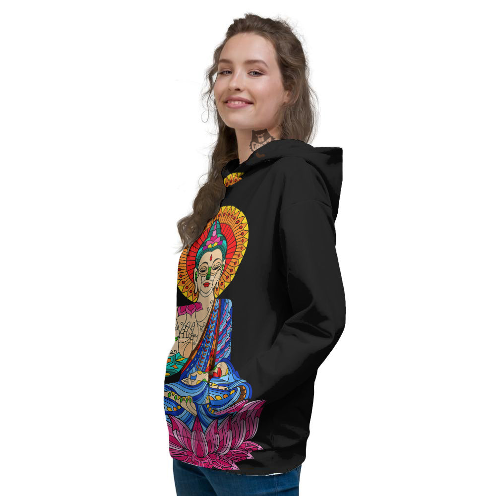 Lotus Buddha Colorful Print Women's Hoodie-grizzshop