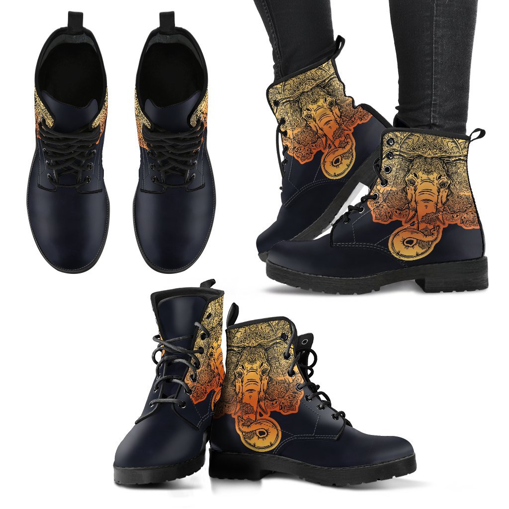 Lotus Elephant Women's Leather Boots-grizzshop