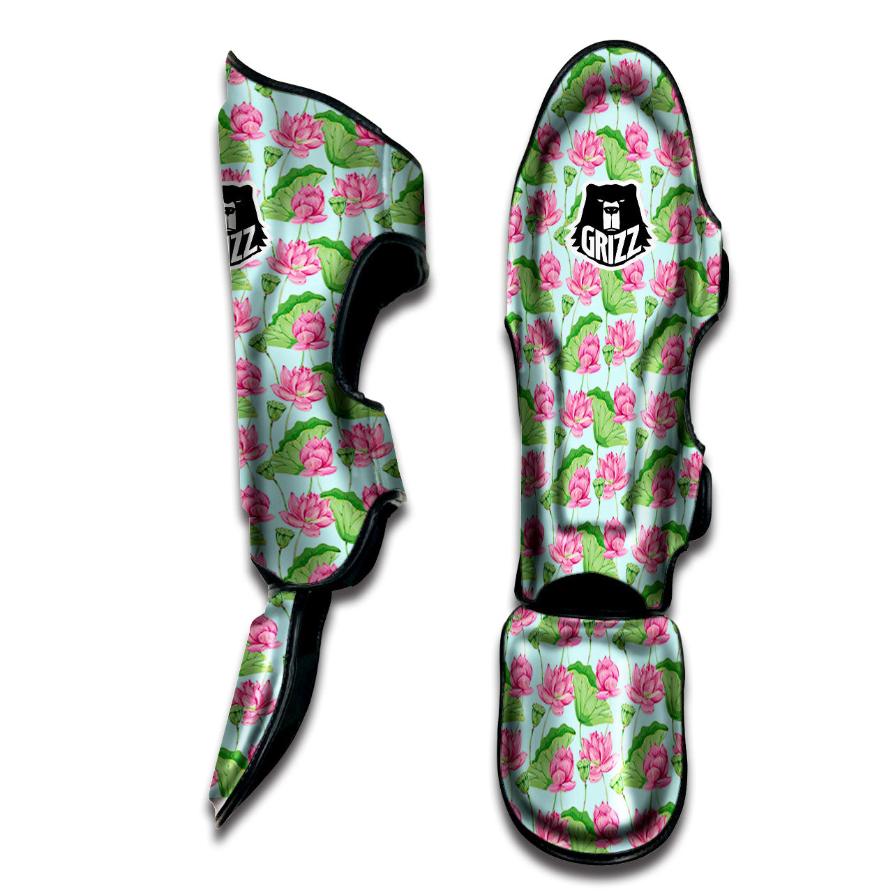 Lotus Leaf And Flower On The Water Print Pattern Muay Thai Shin Guards-grizzshop