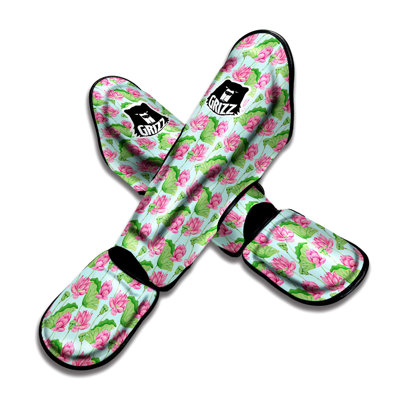 Lotus Leaf And Flower On The Water Print Pattern Muay Thai Shin Guards-grizzshop