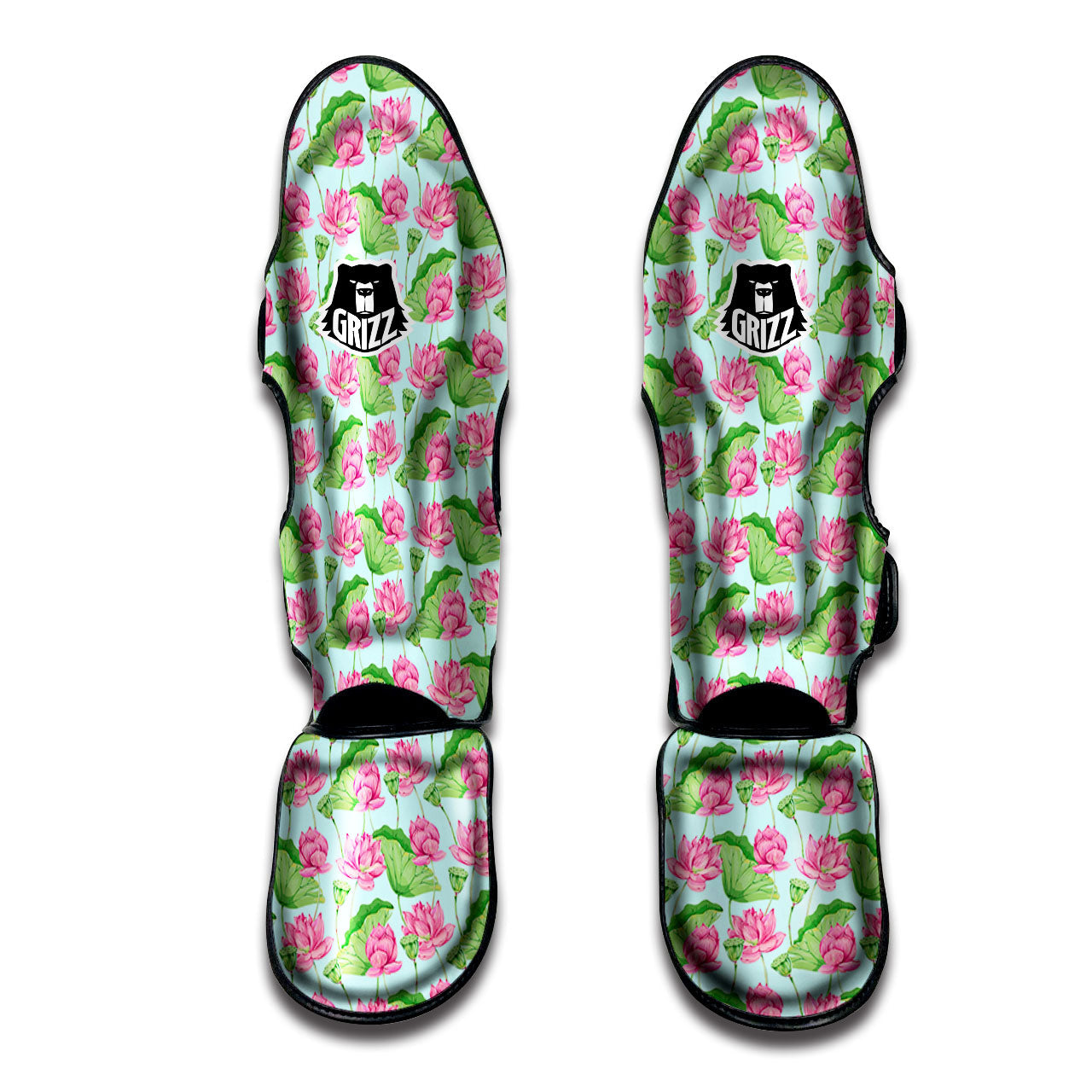 Lotus Leaf And Flower On The Water Print Pattern Muay Thai Shin Guards-grizzshop