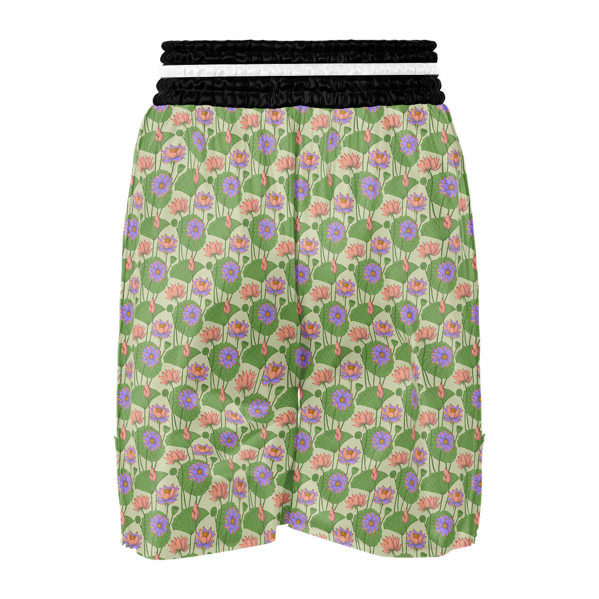Lotus Leaf And Flower Print Pattern Boxing Shorts-grizzshop