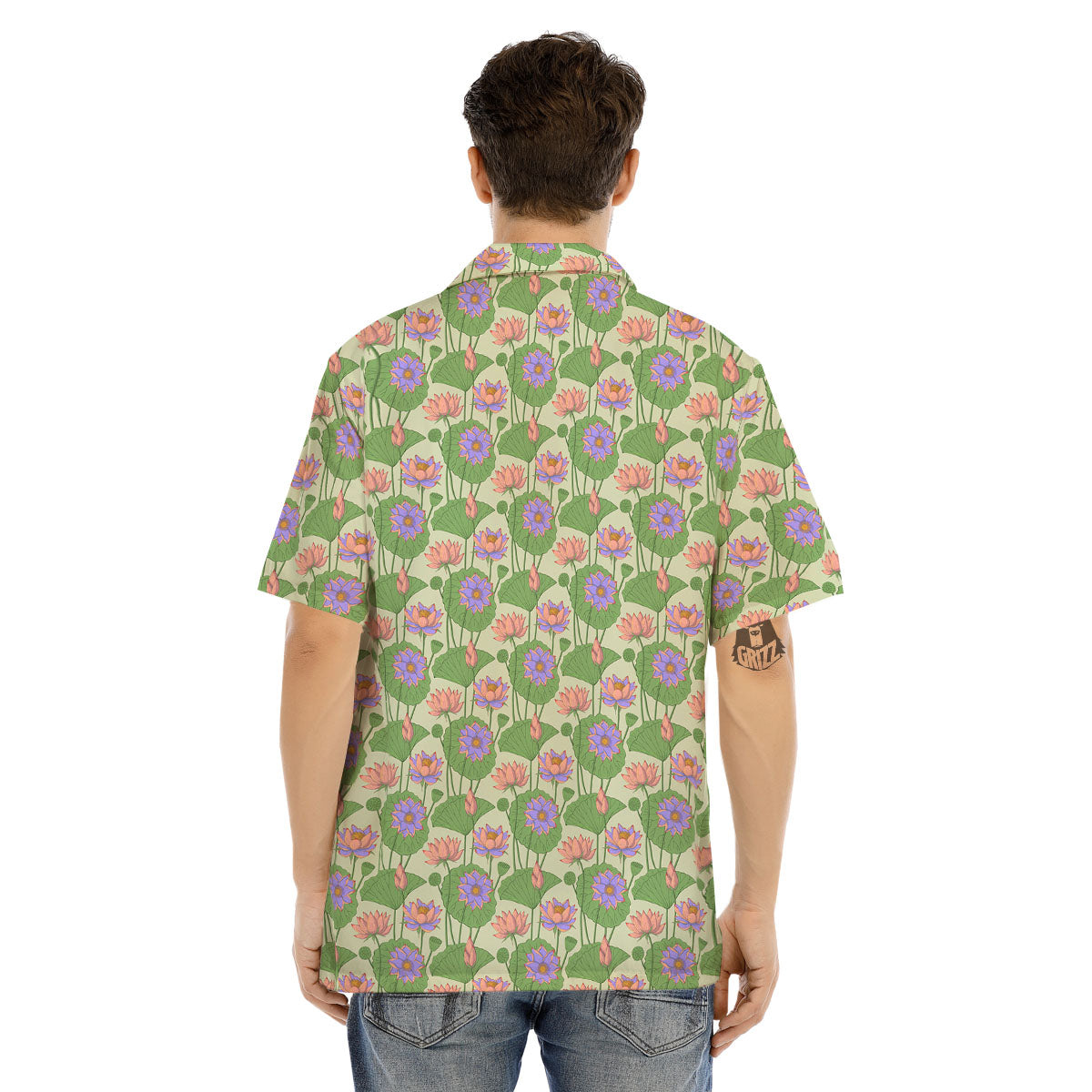 Lotus Leaf And Flower Print Pattern Men's Hawaiian Shirt-grizzshop