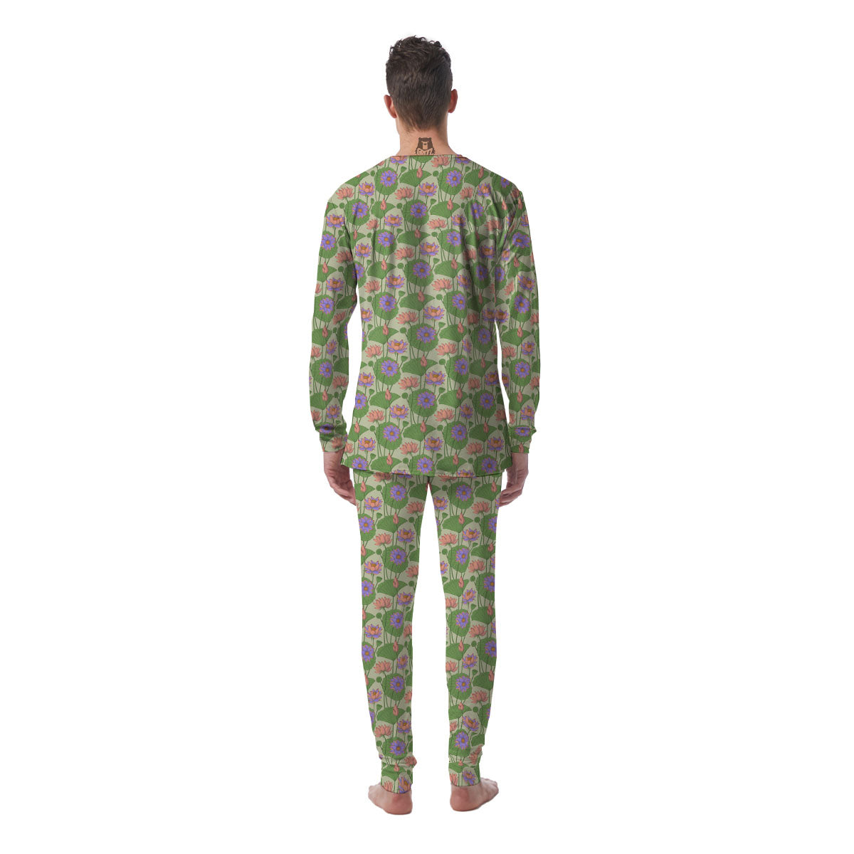 Lotus Leaf And Flower Print Pattern Men's Pajamas-grizzshop