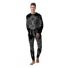 Lotus Mandala White And Black Print Men's Pajamas-grizzshop