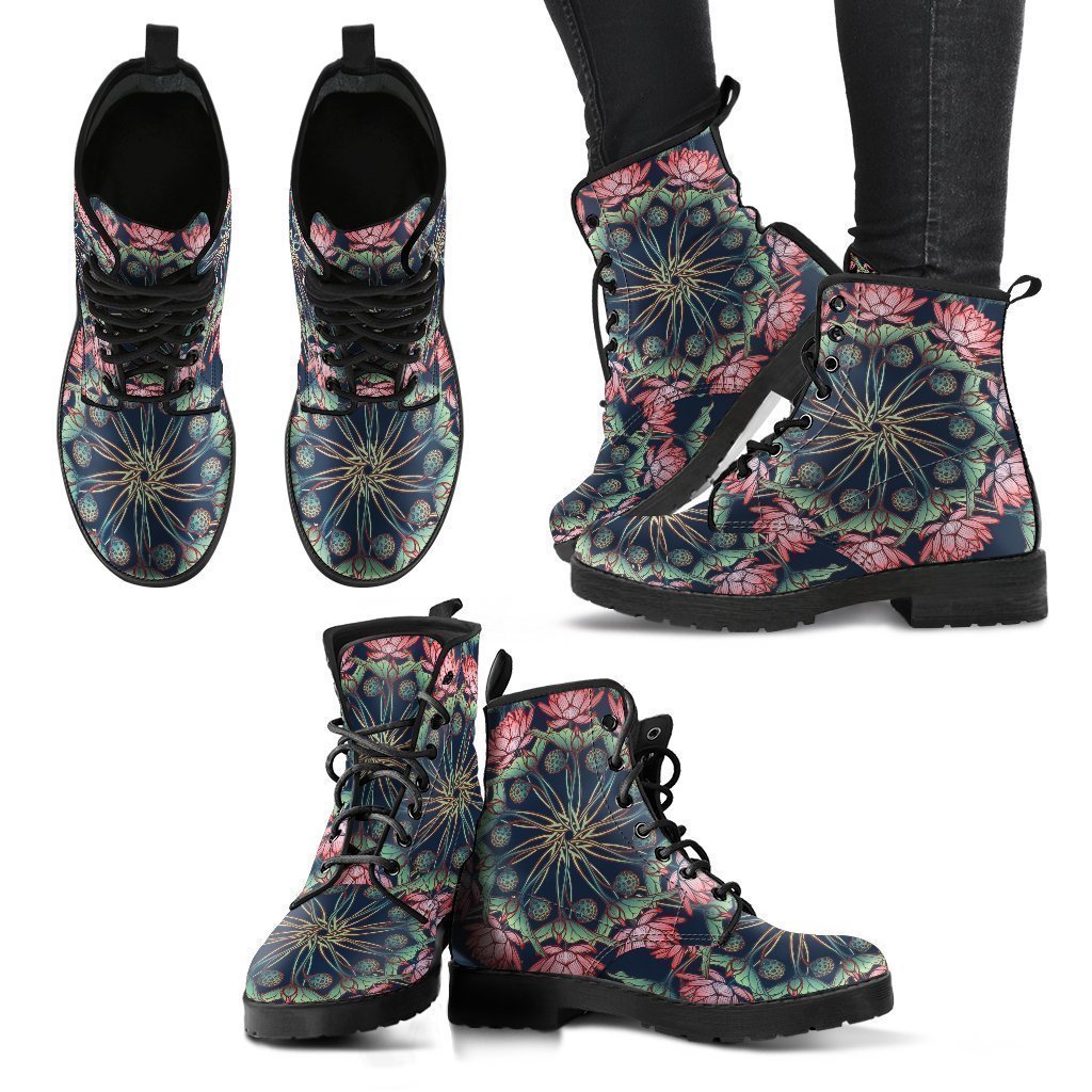 Lotus Mandala Women's Leather Boots-grizzshop