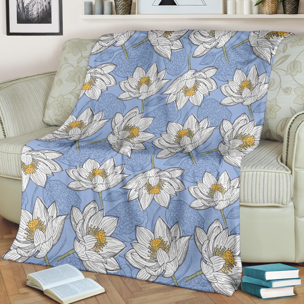 Lotus Pattern Print Blanket-grizzshop